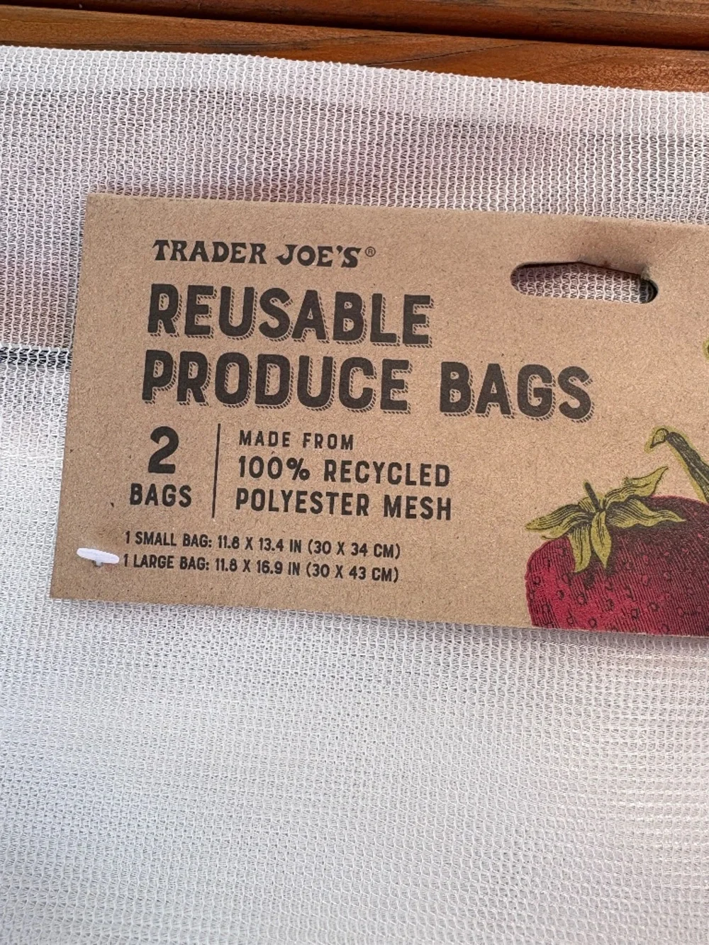 NWT Free w/Purchase Trader Joe's Reusable Produce Bags Pack of 2, Small, Large